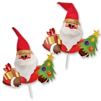 60 pcs Chenille Santa on stick, with red and gold trees
