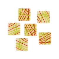 240 pcs Squares, white chocolate, strips red-green