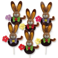 100 pcs Easter bunnies on stick brown
