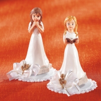 4 pcs Polyresine communion top  Girls , praying and with book