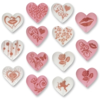 96 pcs Sugar hearts with assorted motives