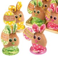 16 pcs Plush bunny on box filled with pralines, assorted